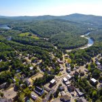 aerial view of bristol nh downtown