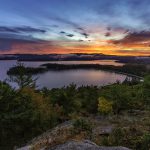 View of Newfound Lake in NH at sunset