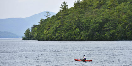 Newfound Lake in Bristol NH with a kayaker