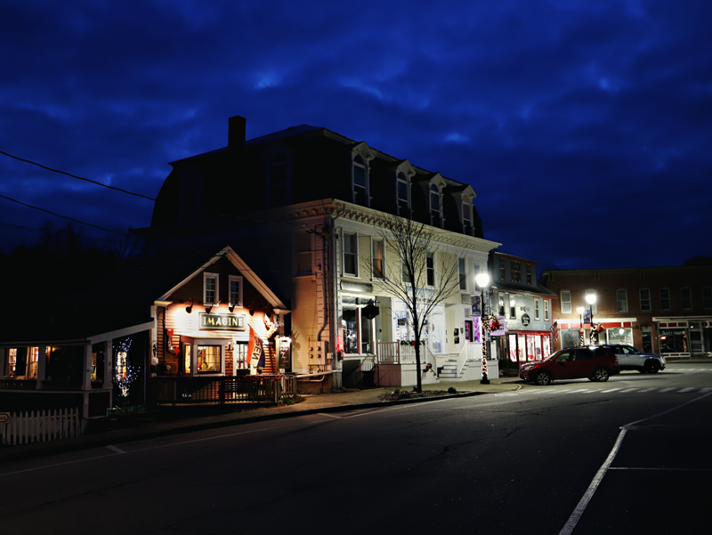 Downtown Bristol NH at night